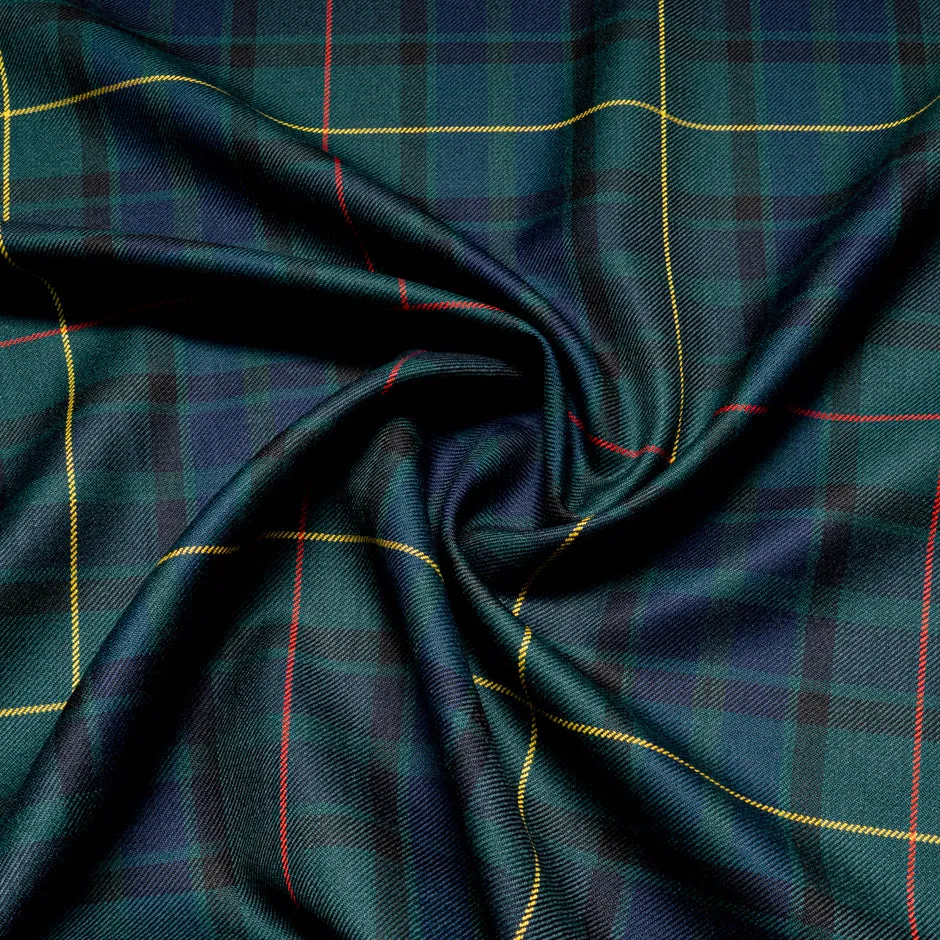 Green & Multi-Coloured Pure Wool Tartan