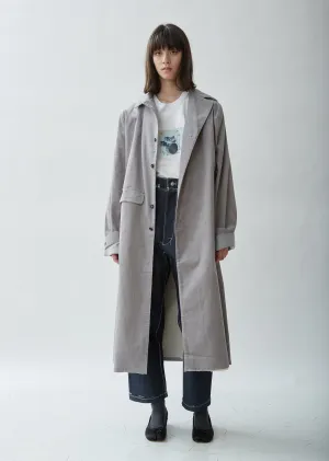 Grey Cotton Corduroy Overcoat