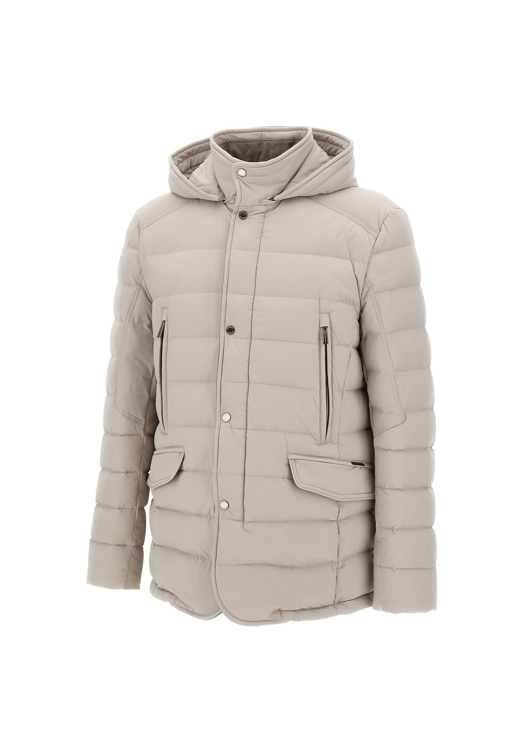 Grey Down Padded Jacket with Hood