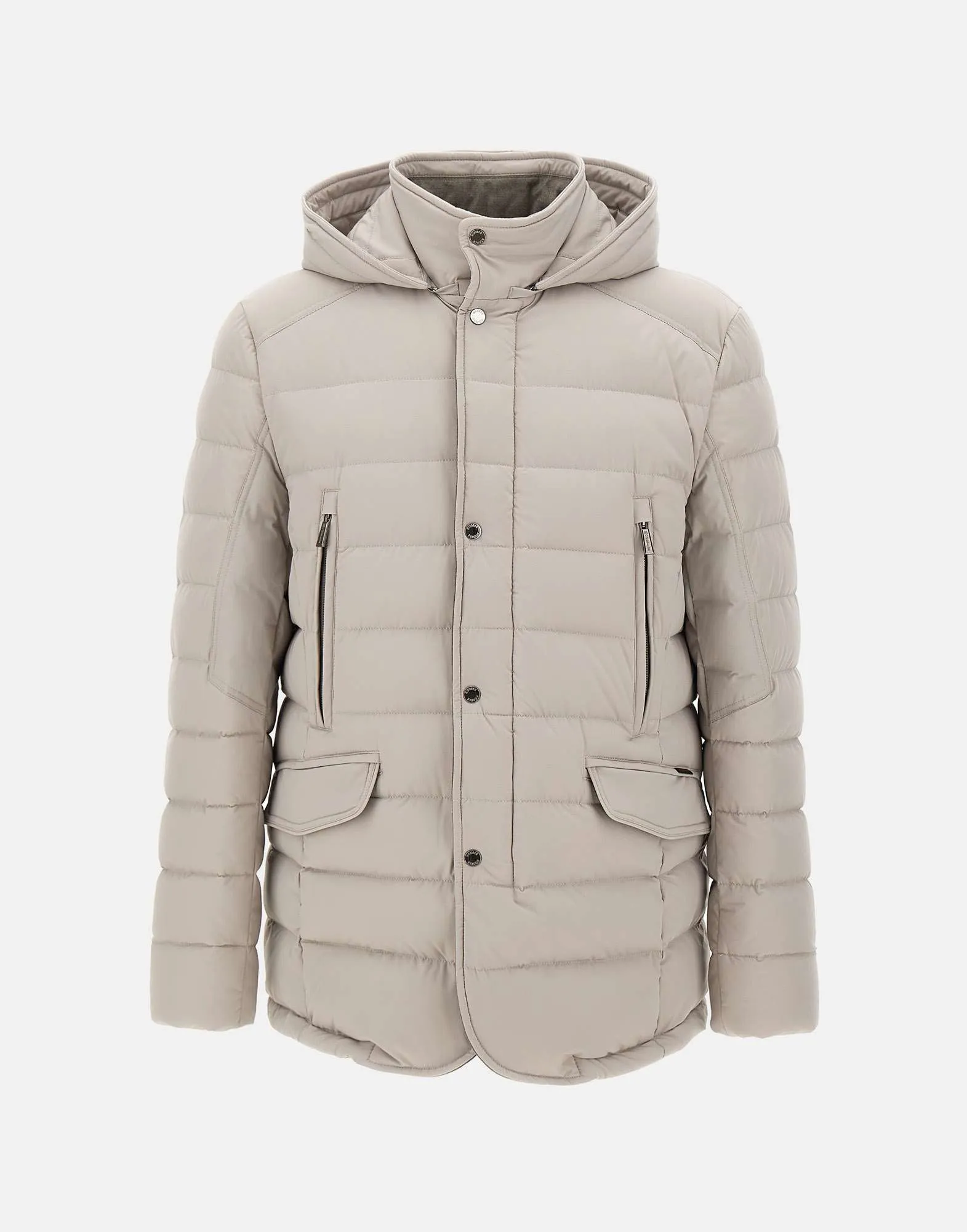 Grey Down Padded Jacket with Hood