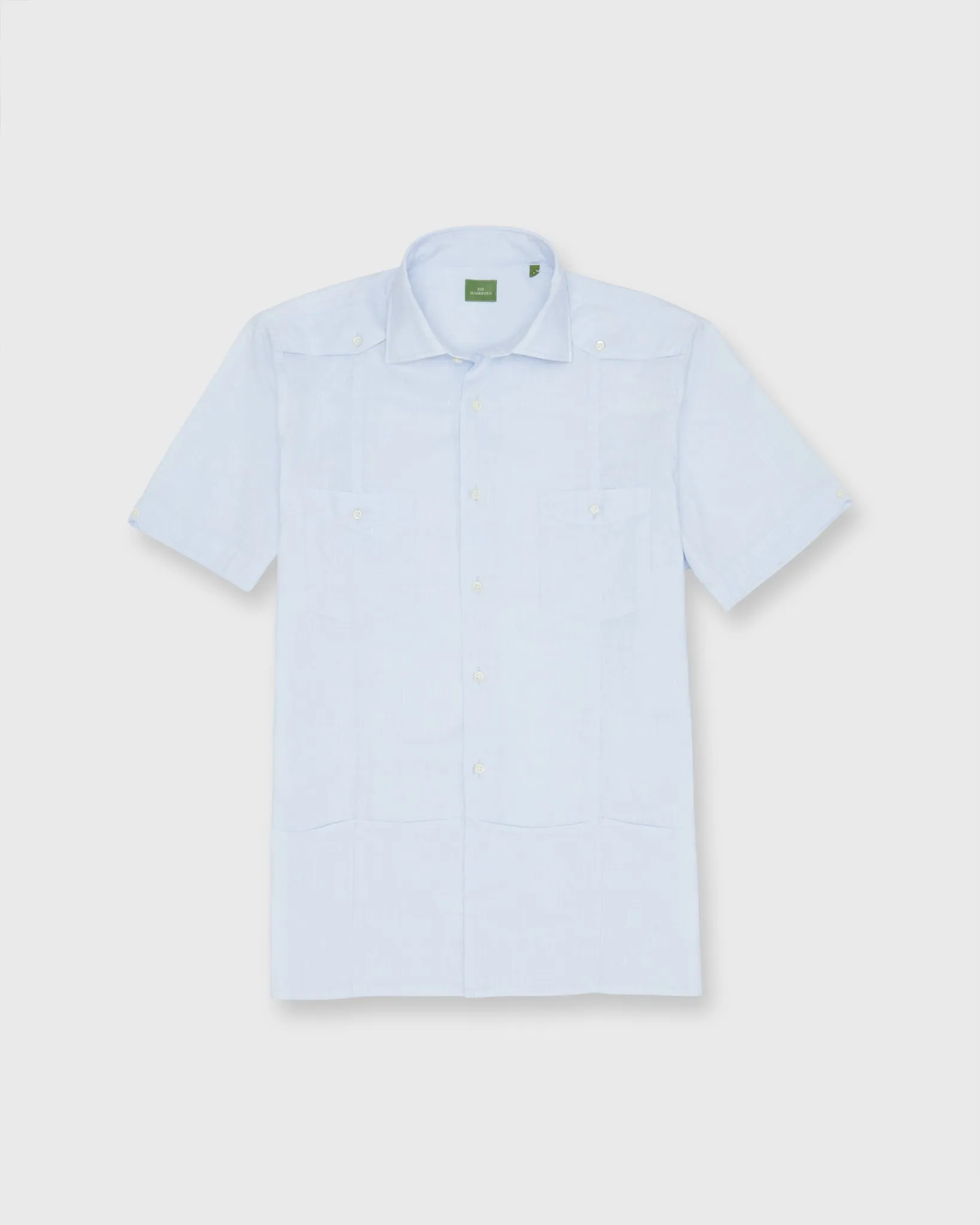 Guayabera Shirt with Hem Pockets in Sky Cotolino