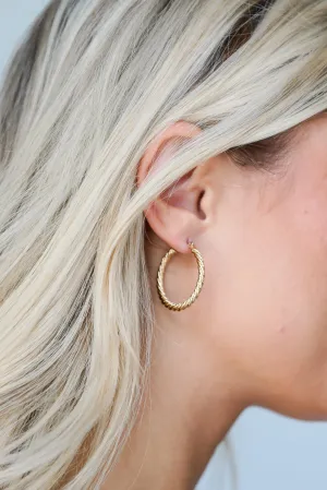 Hattie Gold Twisted Hoop Earrings