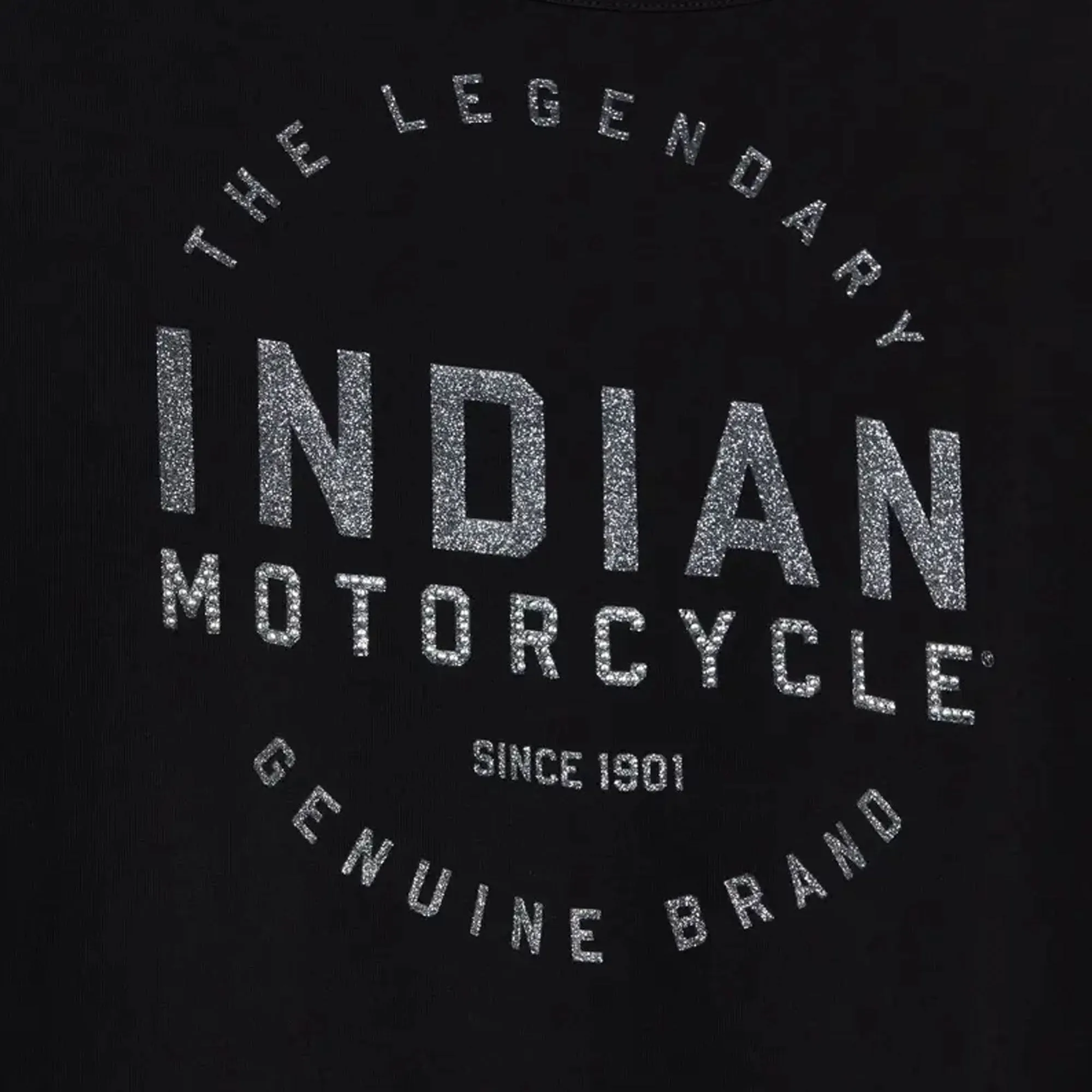 Indian Motorcycle  Womens Block Logo Banded T-Shirt Soft Comfy Cotton Blend Black