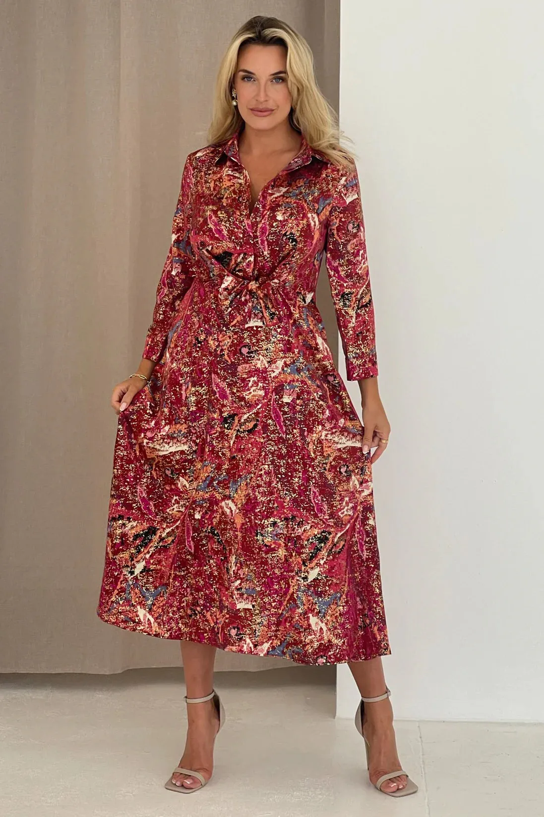 Isabella Foiled Print Dress