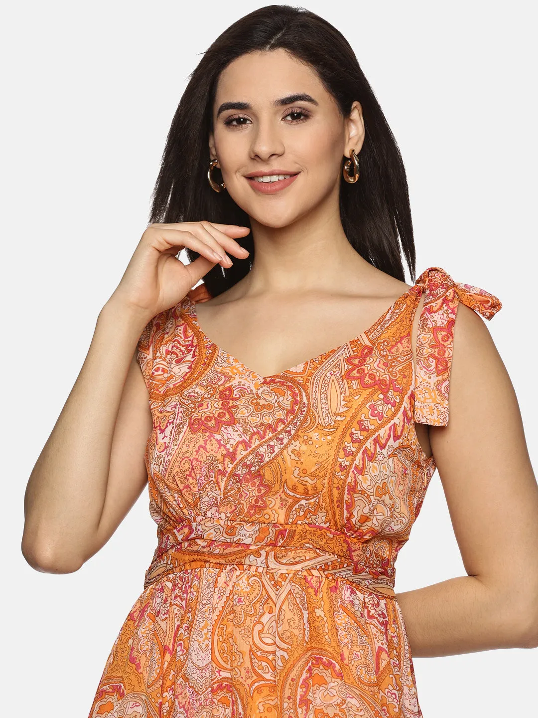 IS.U Floral Orange  Maxi Dress in india