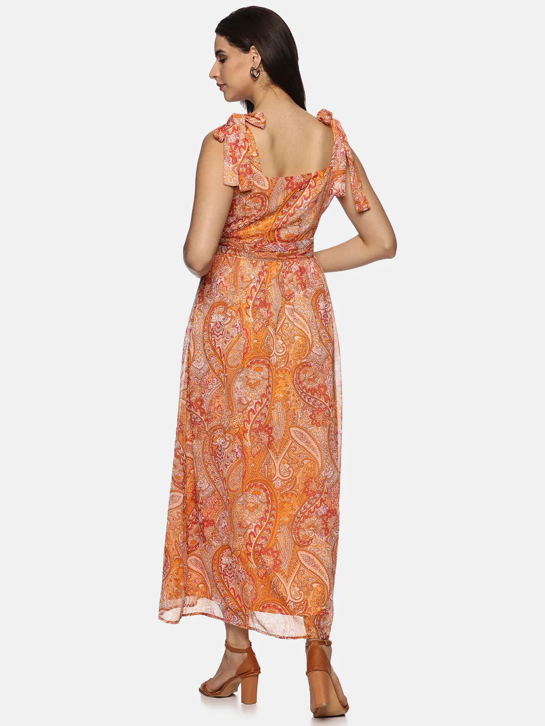 IS.U Floral Orange  Maxi Dress in india