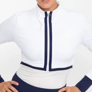 Kinona Sun's Out Zip Shrug - White/Navy