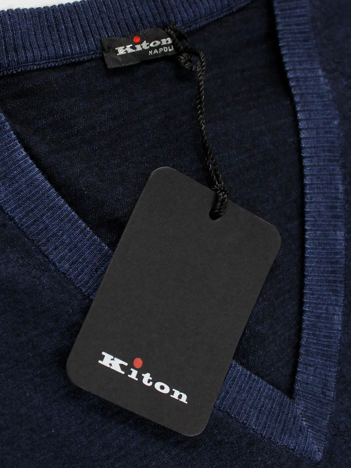 Kiton Cashmere V-Neck Sweater Dark Blue Hand Dyed M - EU 50