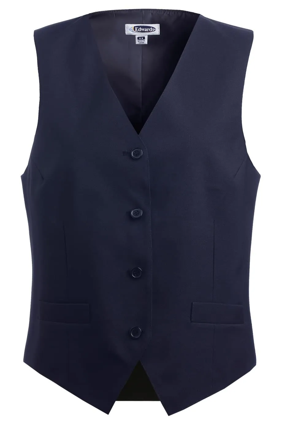 Ladies' Navy Essential Polyester Vest (4 Buttons)