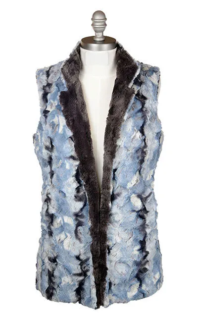 Mandarin Vest Short, Reversible less pockets - Cascade Luxury Faux Furs