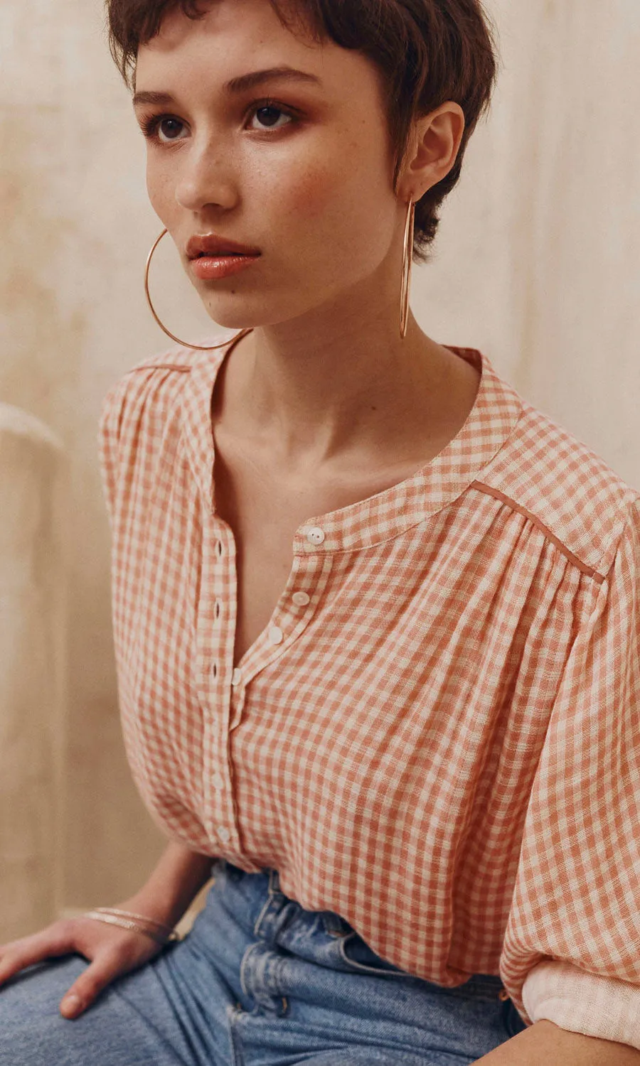 Marie Louise Monterey Ines Blouse - Terracota Plaid