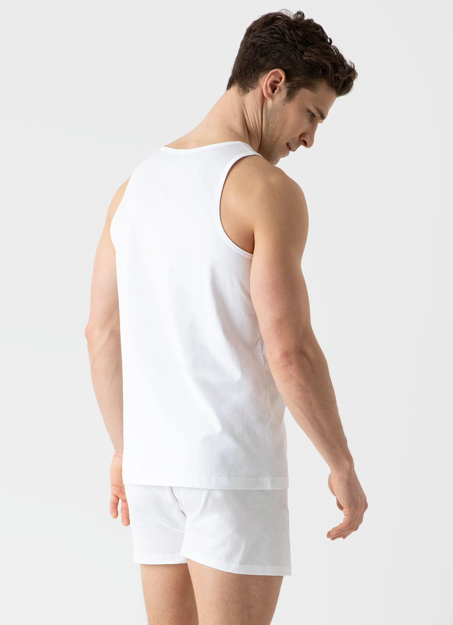 Men's Superfine Cotton Underwear Vest in White