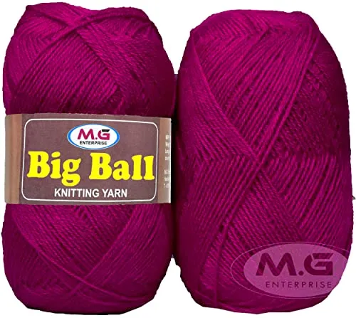 M.G ENTERPRISE Vard hman Bigboss Deep Magenta (200 gm) Wool Ball Hand Knitting Wool/Art Craft Soft Fingering Crochet Hook Yarn, Needle Knitting Yarn Thread Dyed