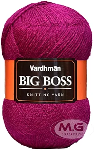 M.G ENTERPRISE Vard hman Bigboss Deep Magenta (200 gm) Wool Ball Hand Knitting Wool/Art Craft Soft Fingering Crochet Hook Yarn, Needle Knitting Yarn Thread Dyed