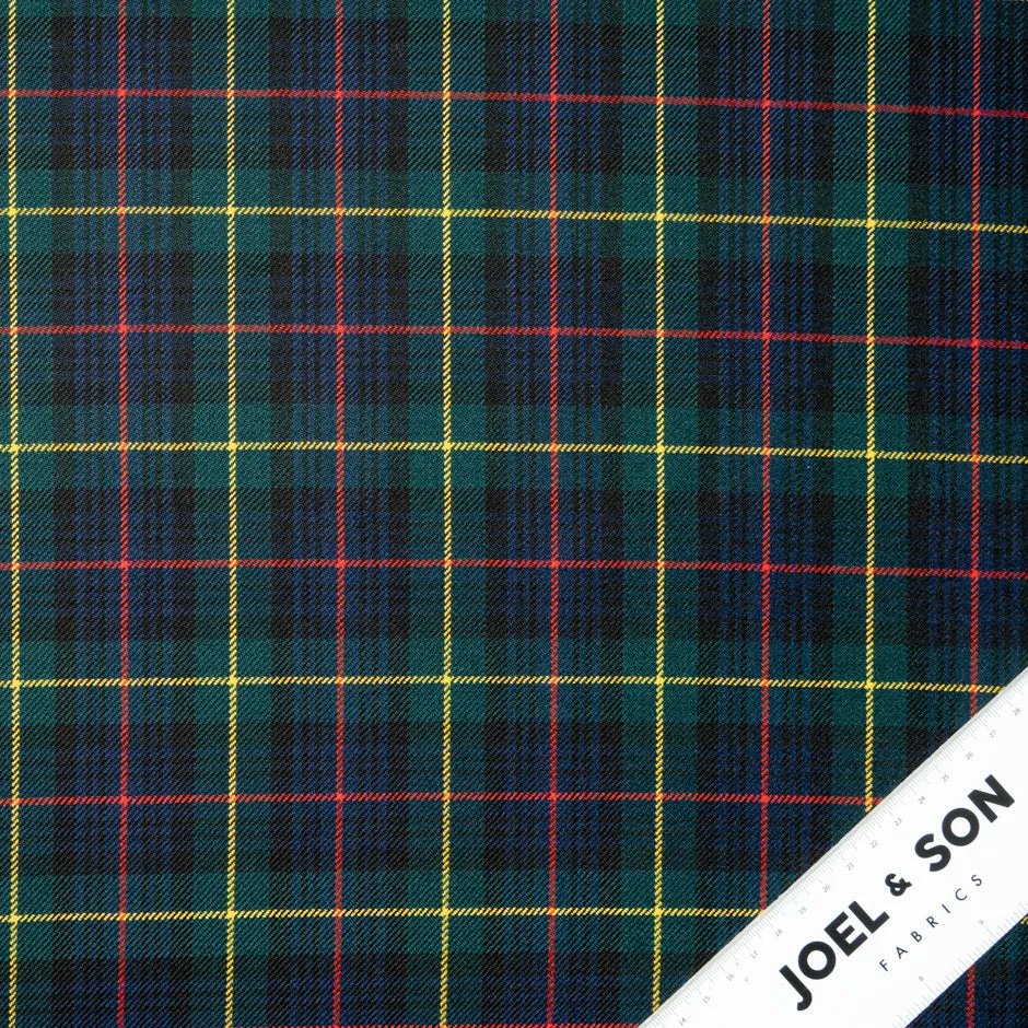 Multi-Coloured & Green Pure Wool Tartan