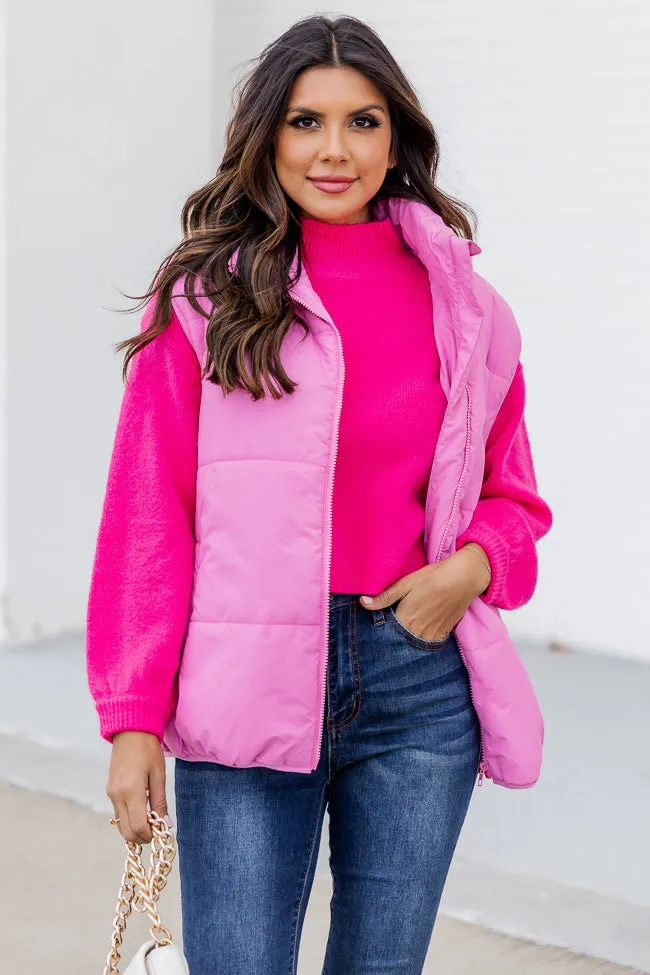 My Eyes On You Pink Oversized Puffer Vest FINAL SALE