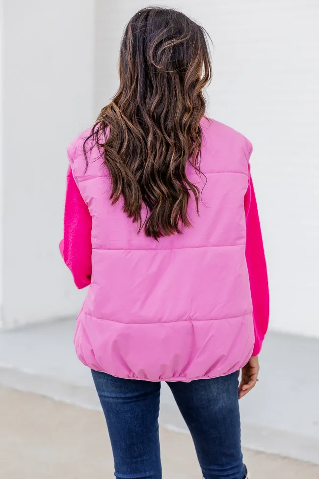 My Eyes On You Pink Oversized Puffer Vest FINAL SALE