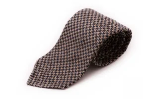 Navy & Beige Houndstooth Silk Bourette Tie