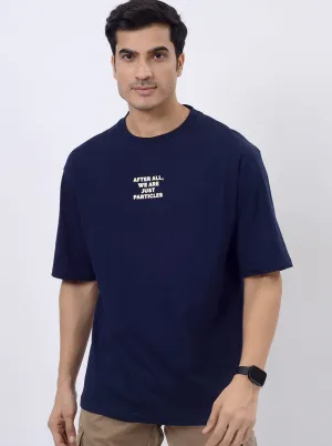 Navy Blue Printed Relax Fit  Oversized T-Shirt | JadeBlue