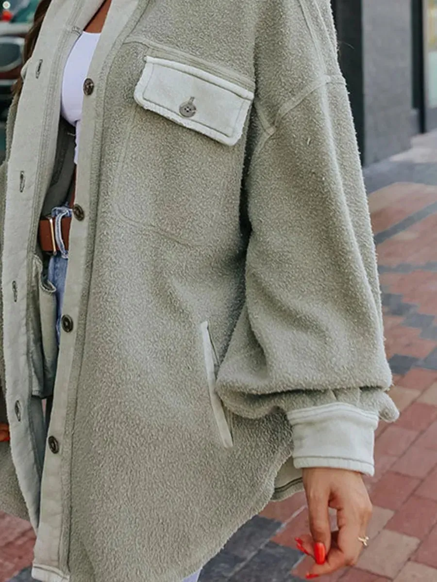 Oversized Sherpa Button-Up Jacket