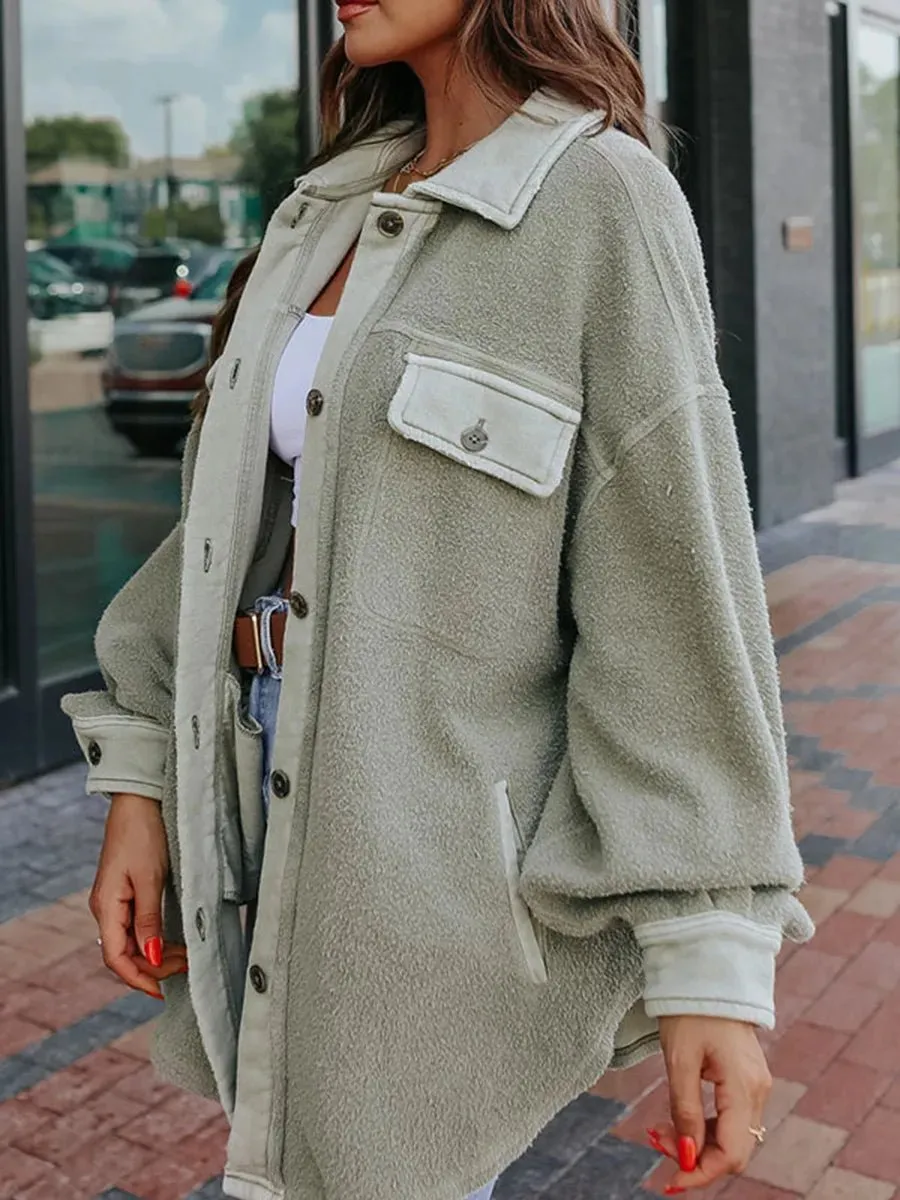 Oversized Sherpa Button-Up Jacket