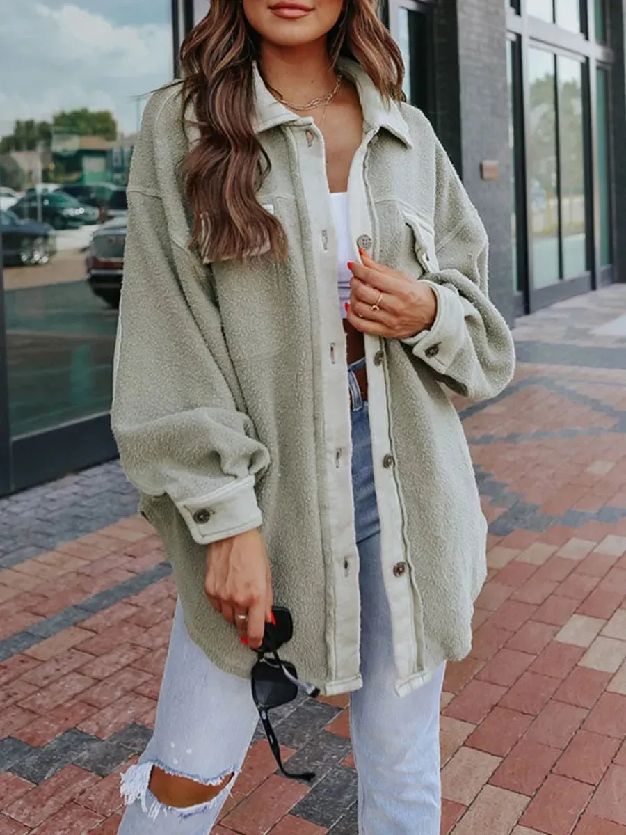 Oversized Sherpa Button-Up Jacket