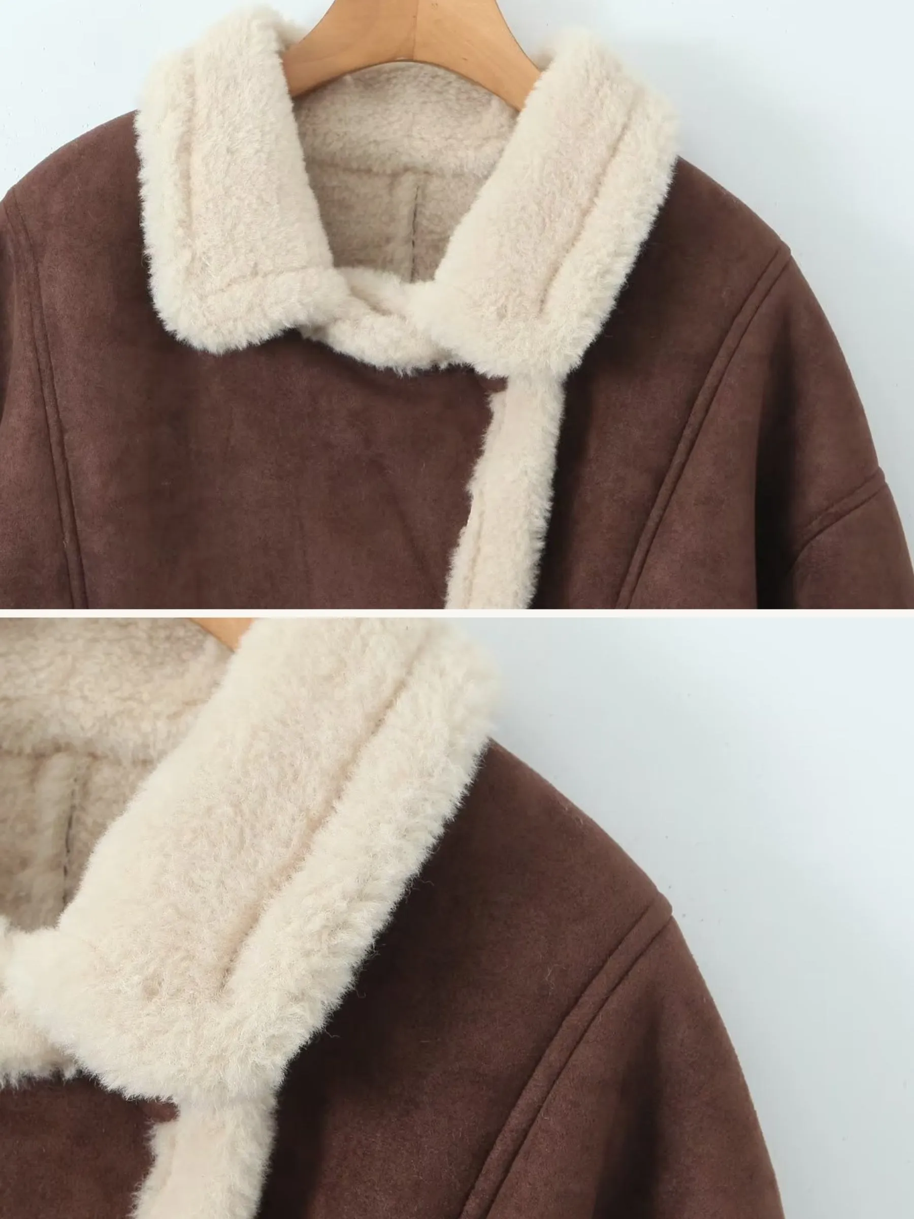 Payton Faux Suede Shearling Coat