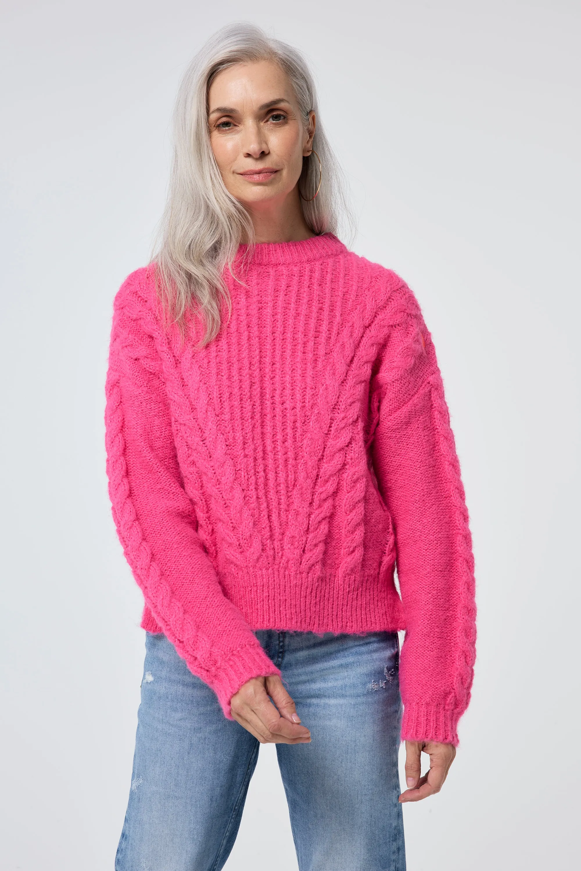 Pink Cable Knit Jumper