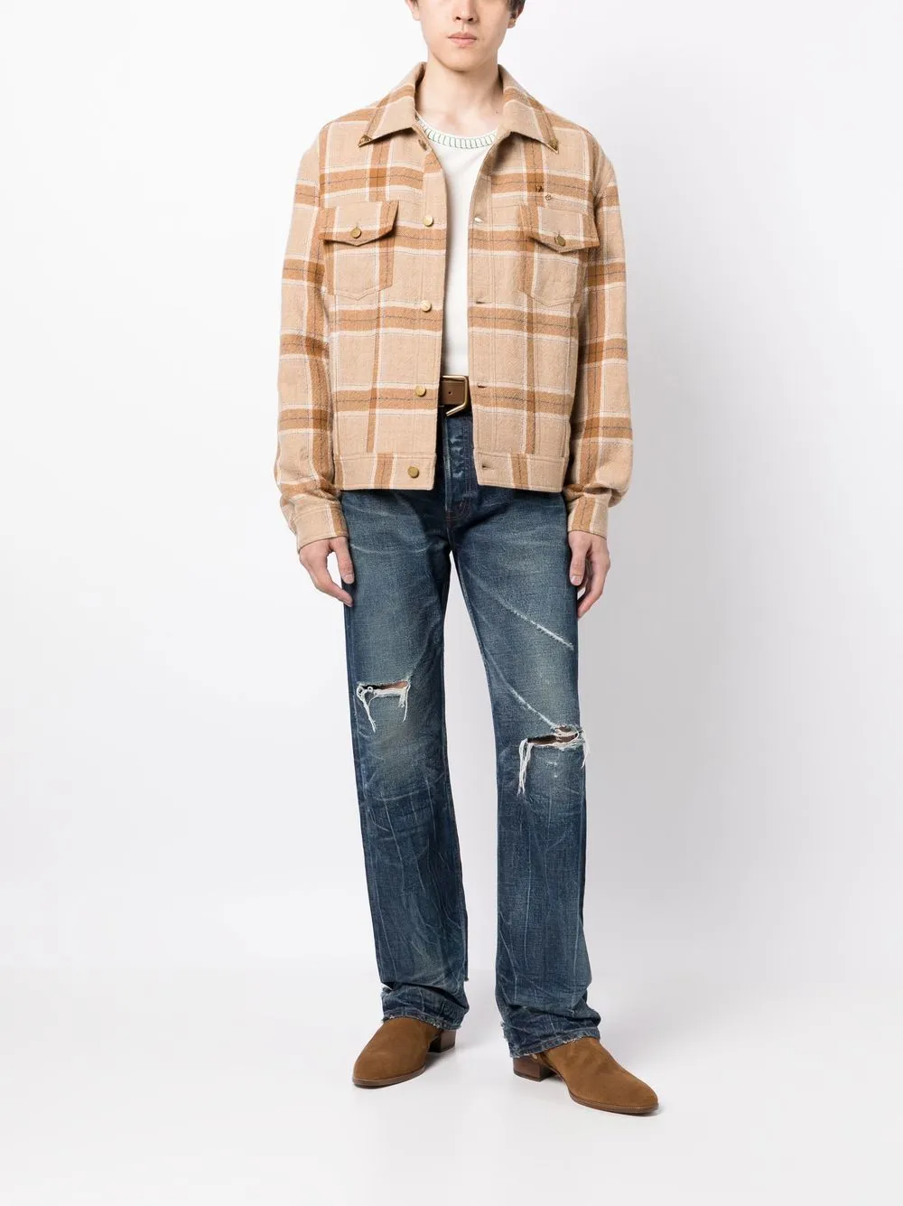 Plaid-Check Print Shirt Jacket