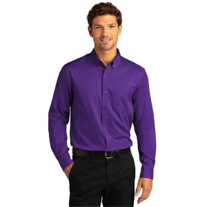 Port Authority® Long Sleeve SuperPro React™ Twill Shirt - Purple