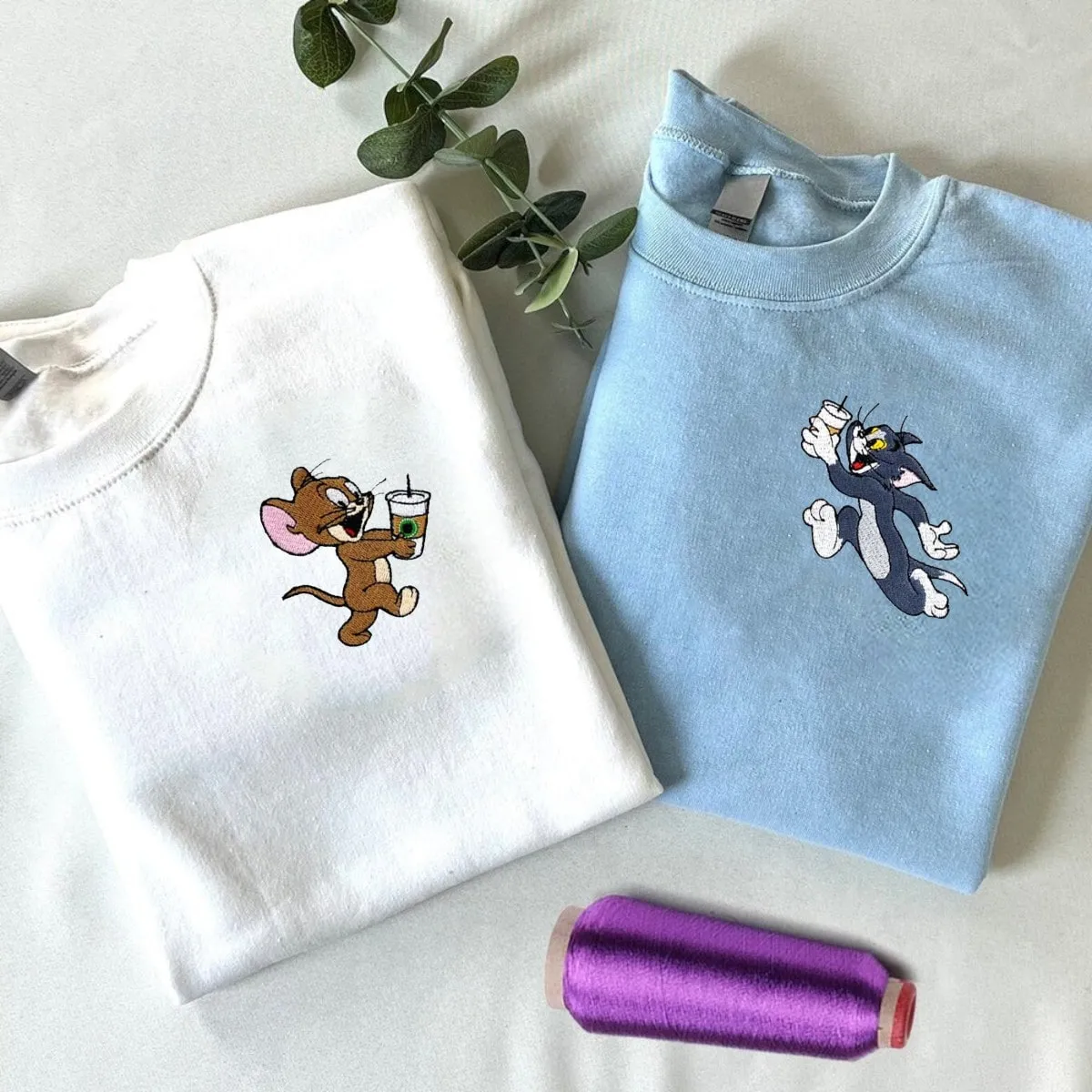 "Cat And Mouse Couple" Couple Sweatshirts - Custom Embroidered Matching Hoodies For Couples