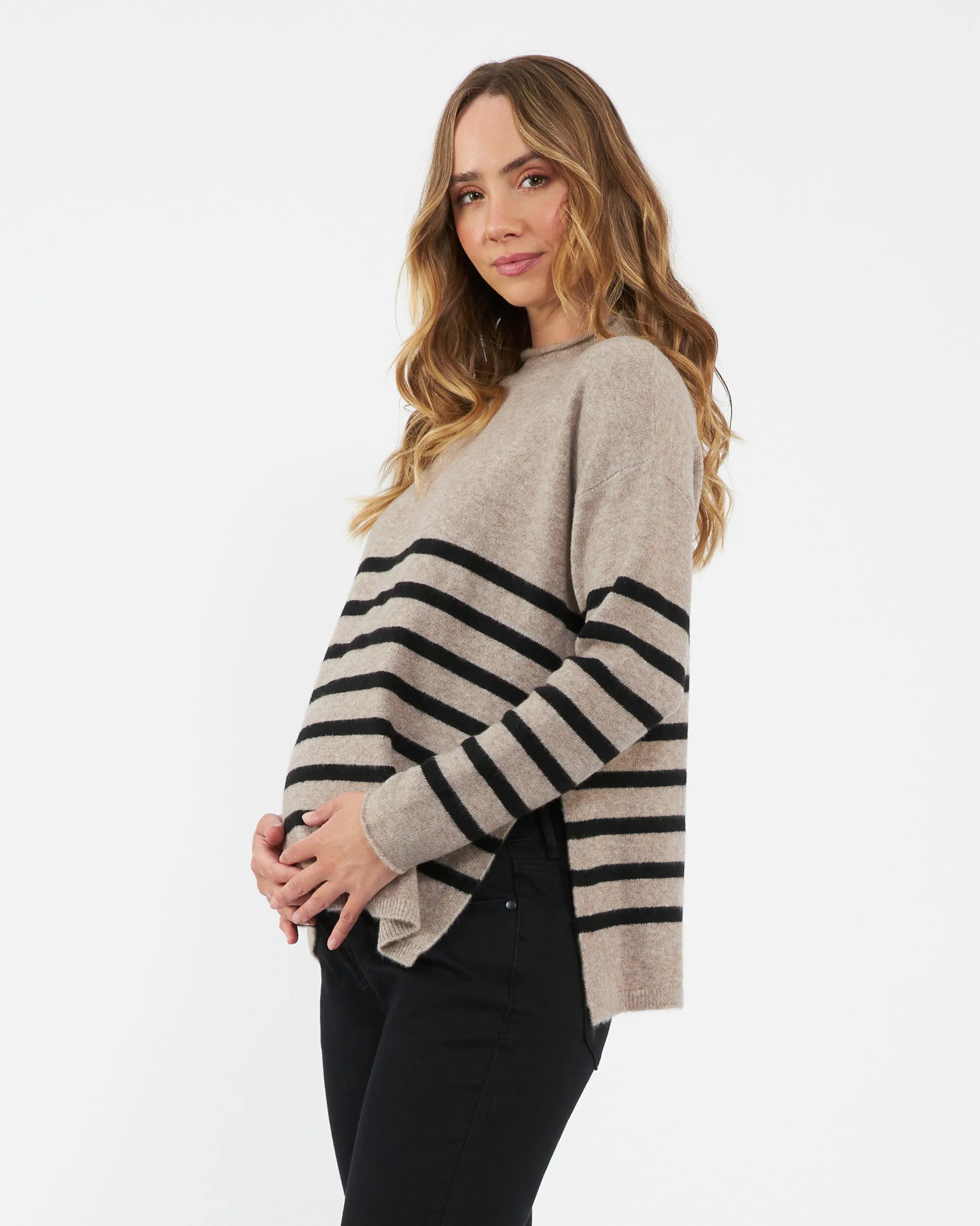 Ripe Maternity Gerrie Nursing   Maternity Knit Sweater Stripe