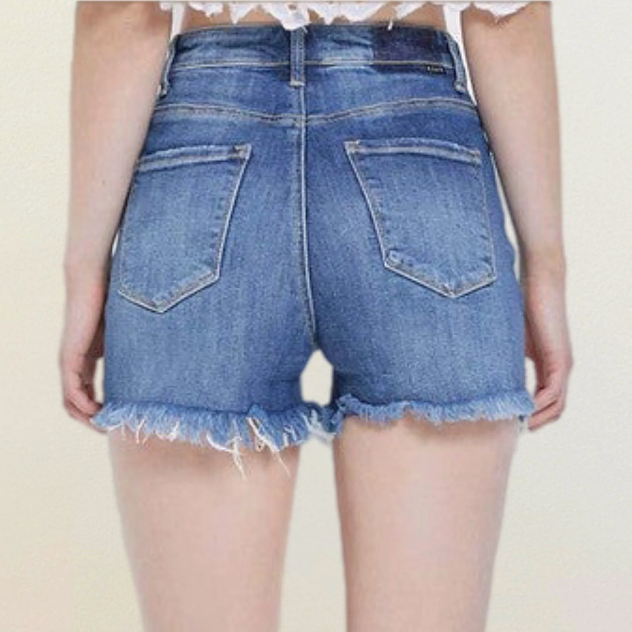 Risen High Rise Folded Waist Shorts