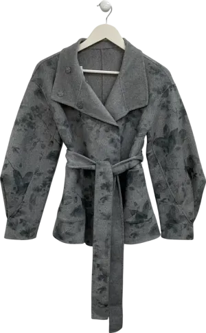 S Deer Grey Classic Lapel Belted Coat UK S