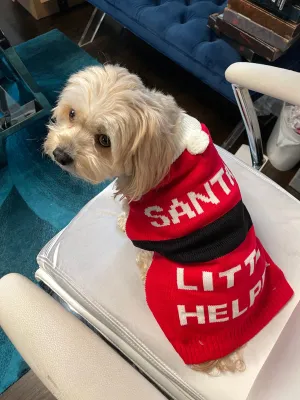 Santa's Little Helper Dog Sweater with festive Pom Pom