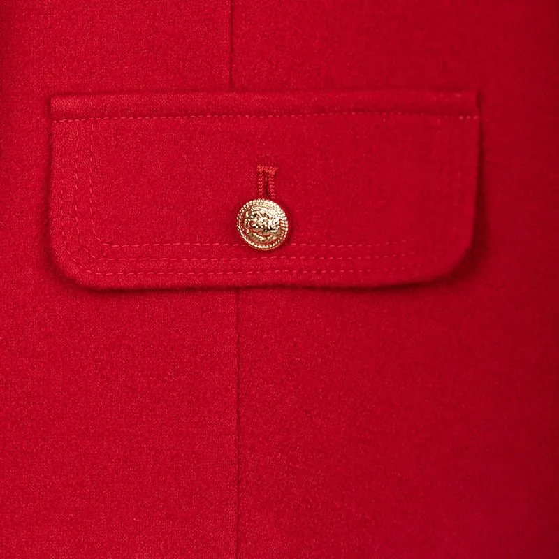 Short Red Coats With Metal Buttons