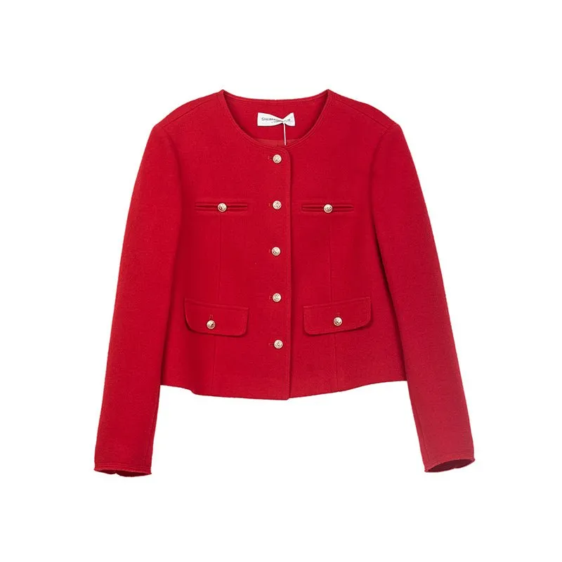 Short Red Coats With Metal Buttons