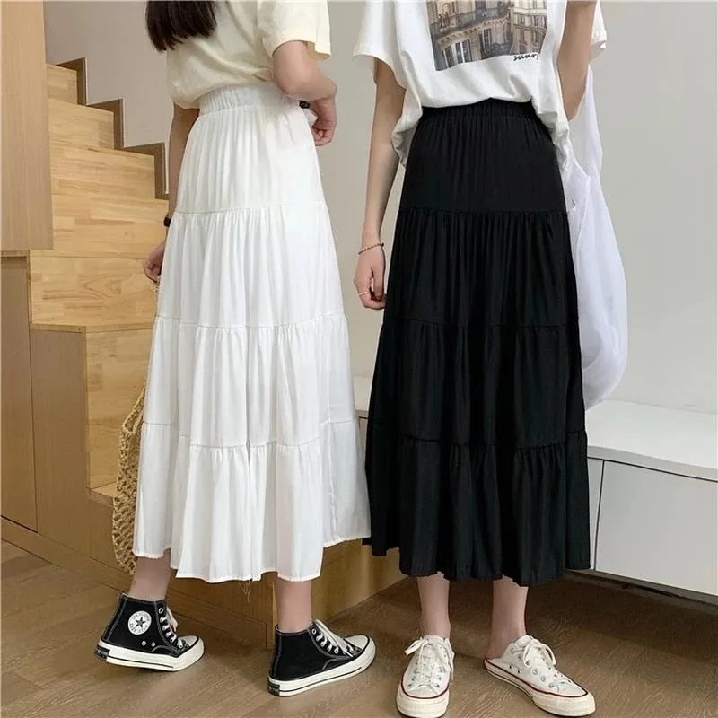 Summer Skirts Vintage High Waist Elastic Chiffon Skirts