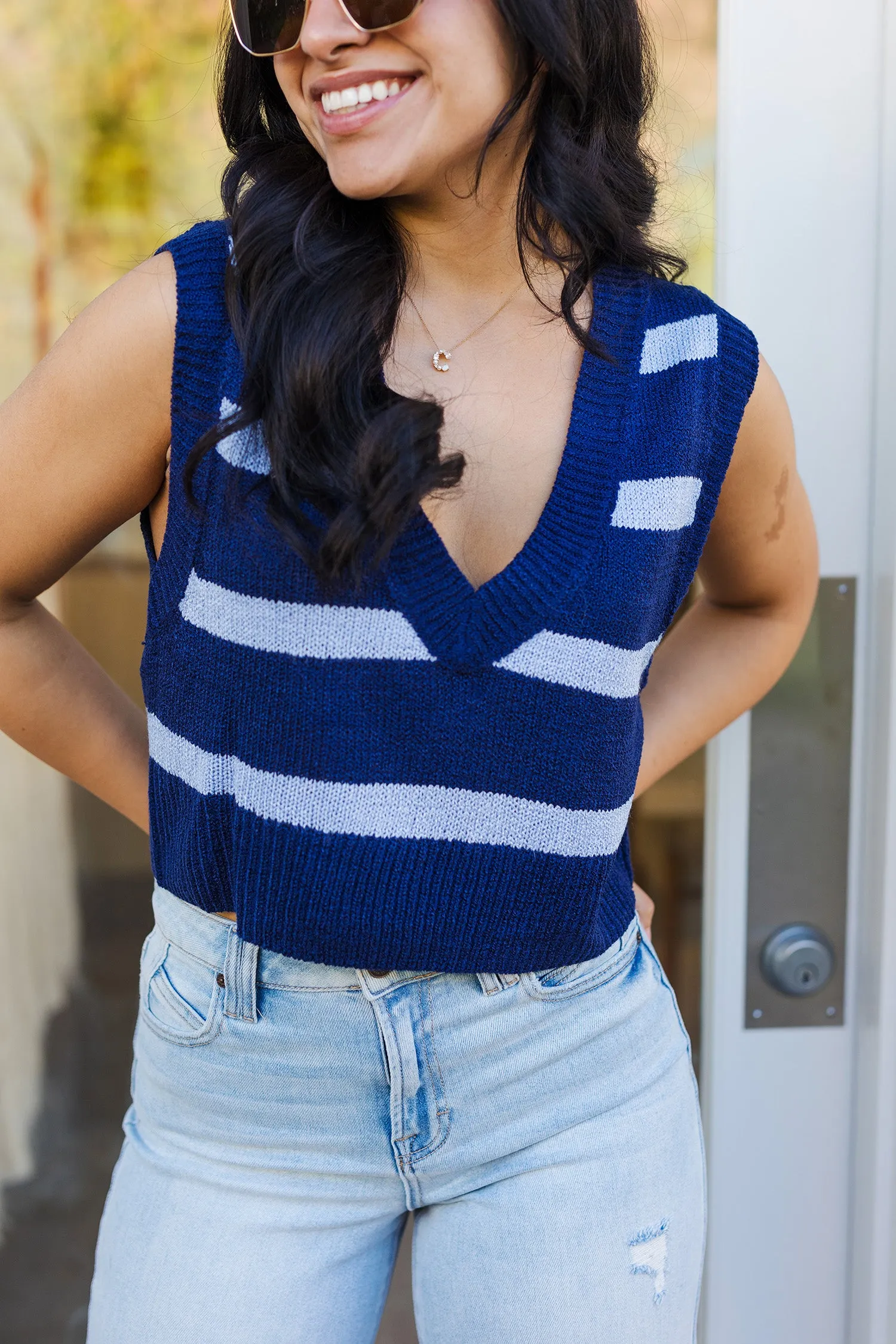 The Beach Front Striped Sweater Vest