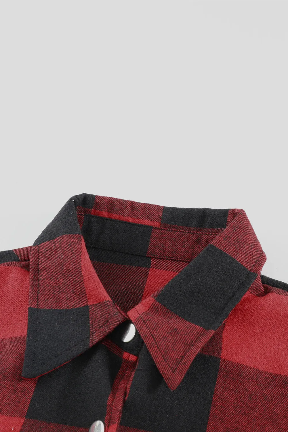 Turn-down Collar Plaid Shirt Coat