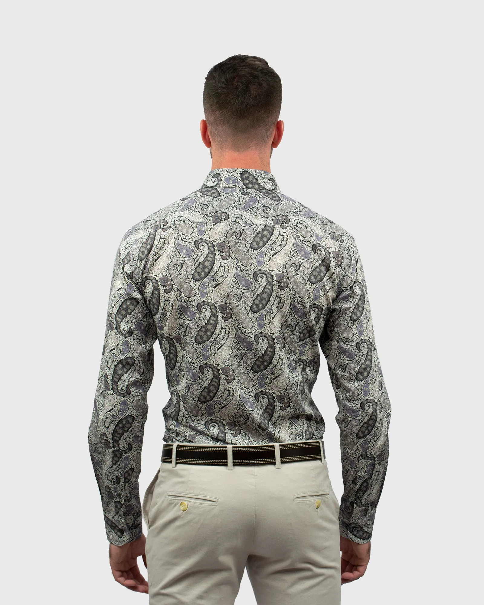 VINCENT & FRANKS S183636041S GREY PAISLEY LIBERTY PRINT SLIM SC SHIRT