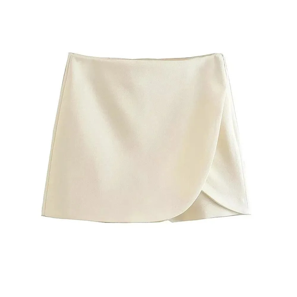 Vintage High Waist Zippered Skort Shorts: Elegant & Versatile Choice