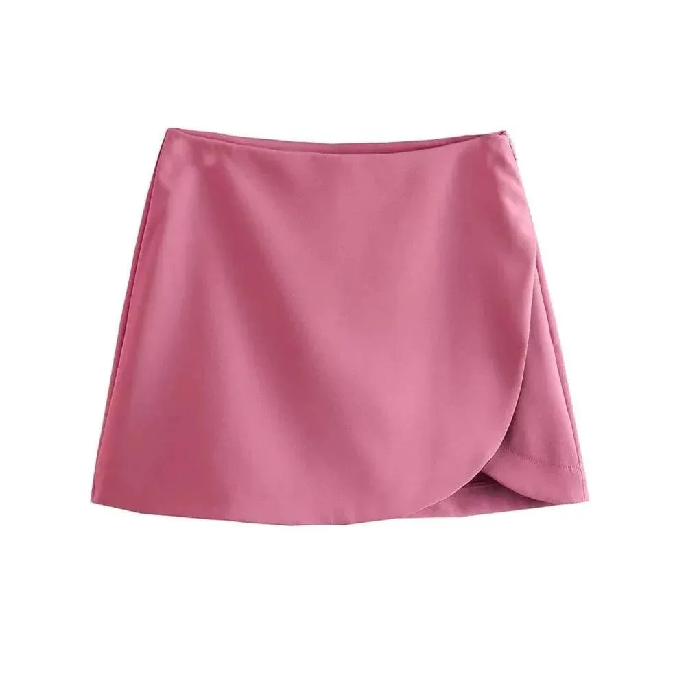 Vintage High Waist Zippered Skort Shorts: Elegant & Versatile Choice