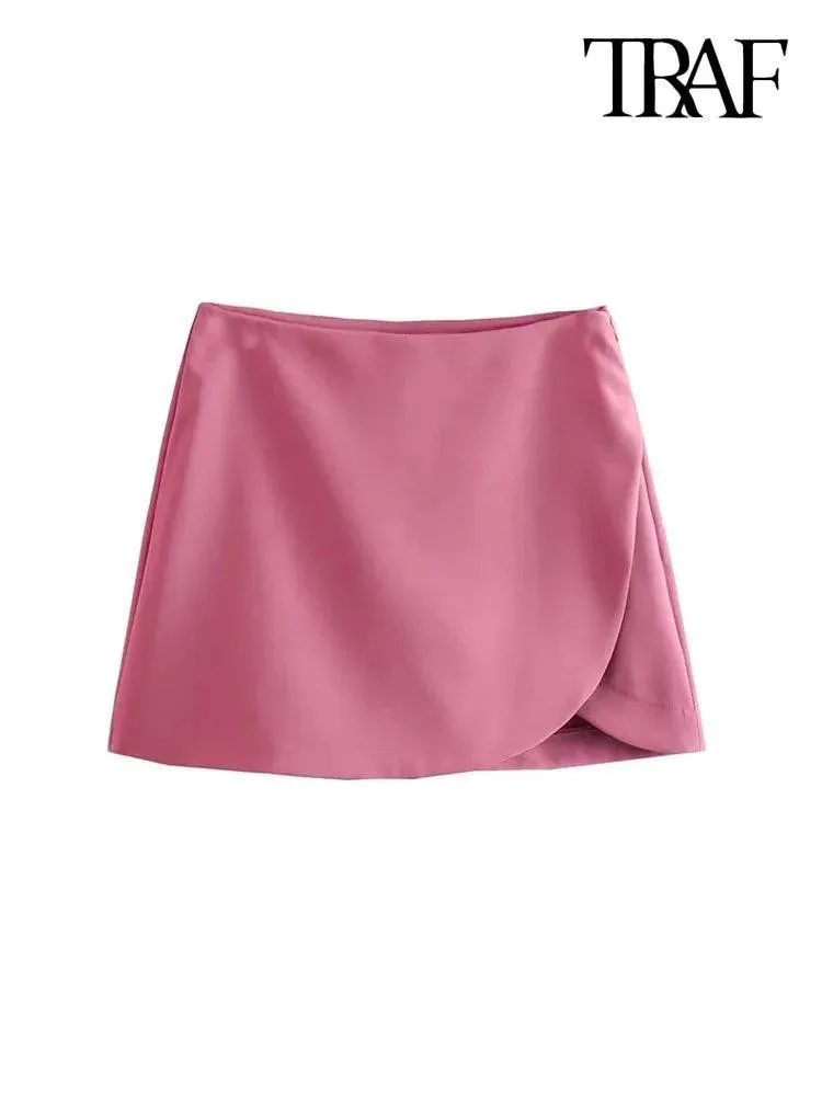 Vintage High Waist Zippered Skort Shorts: Elegant & Versatile Choice