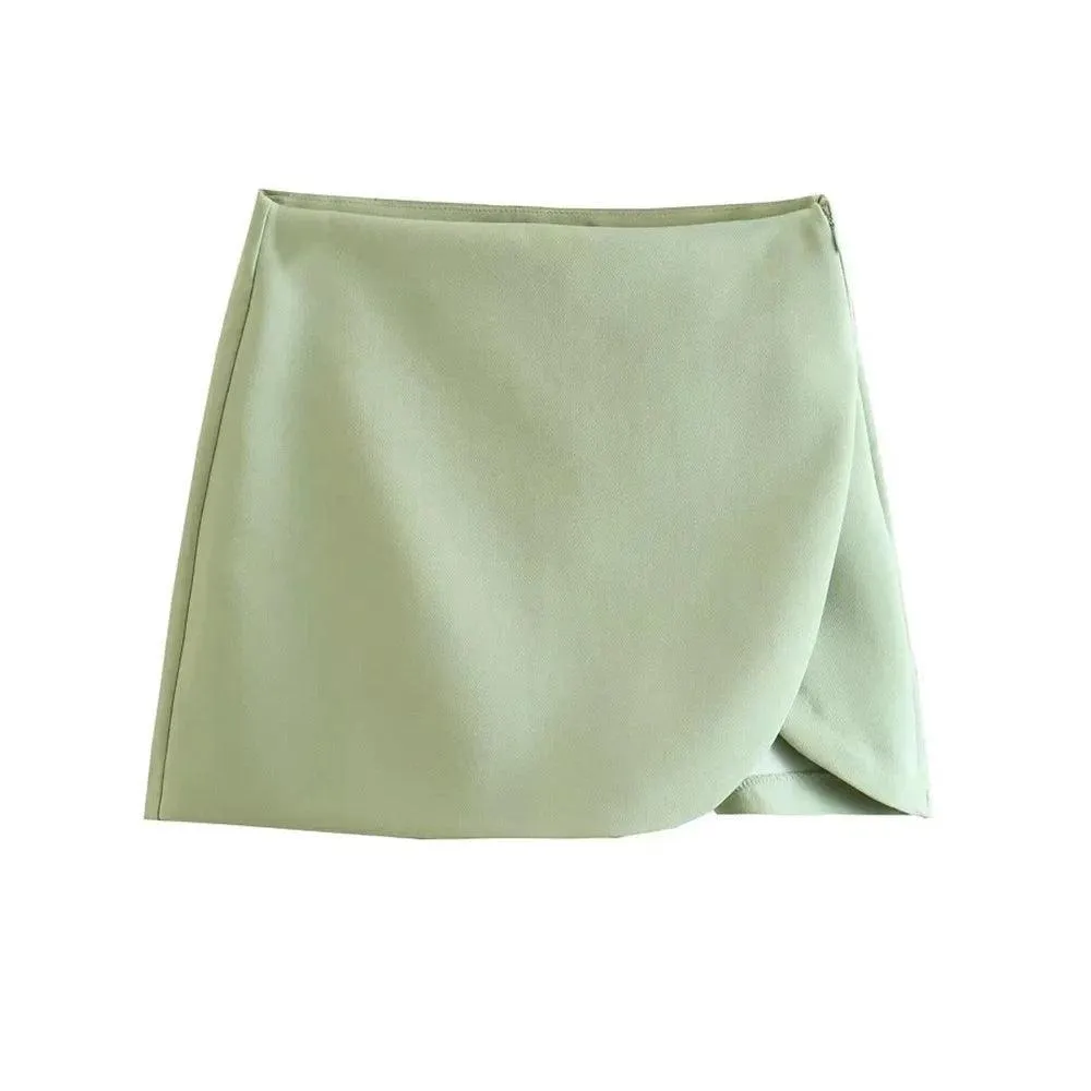 Vintage High Waist Zippered Skort Shorts: Elegant & Versatile Choice