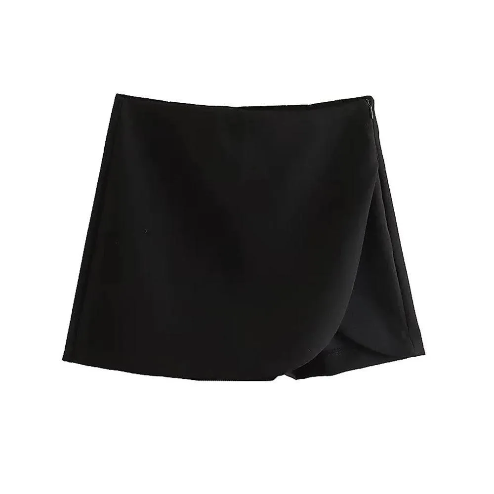 Vintage High Waist Zippered Skort Shorts: Elegant & Versatile Choice