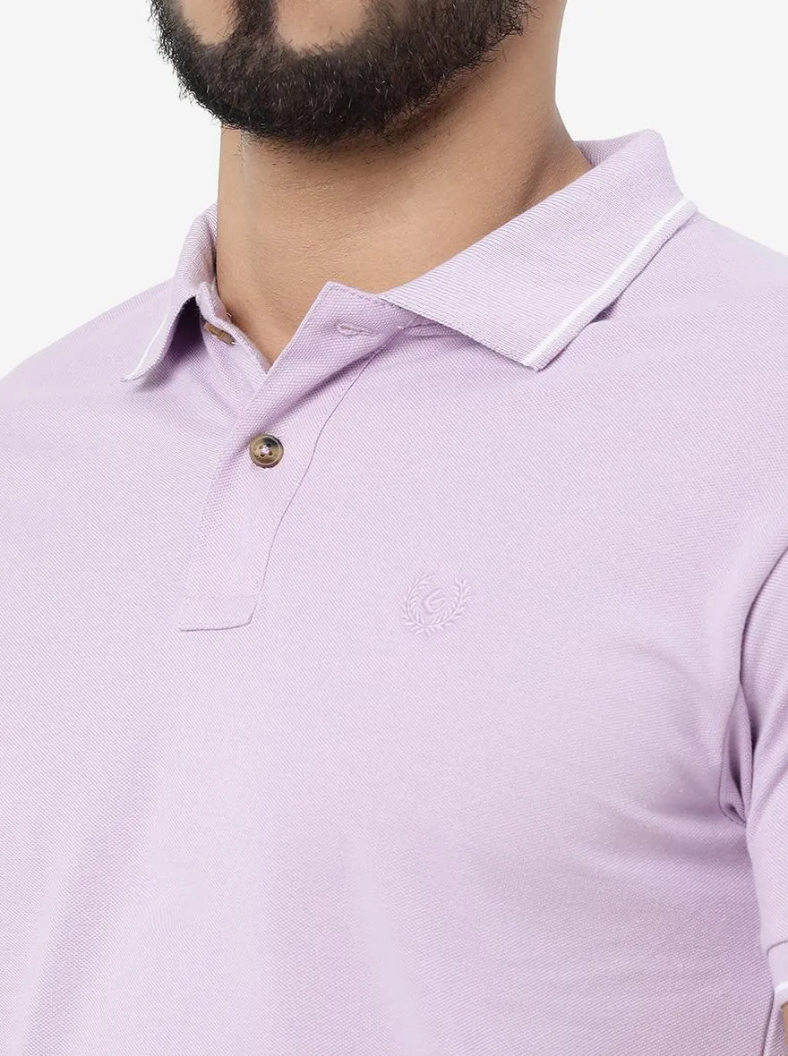 Violet Solid Slim Fit Polo T-Shirt | Greenfibre