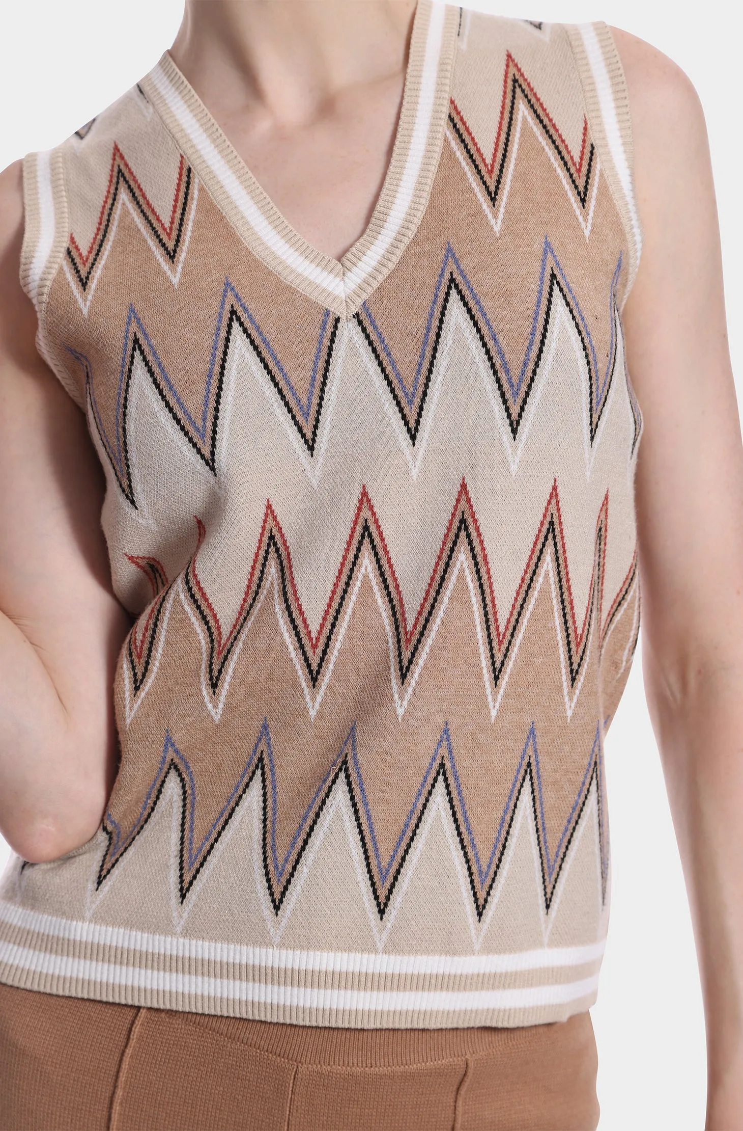 Viscose Blend Chevron Vest