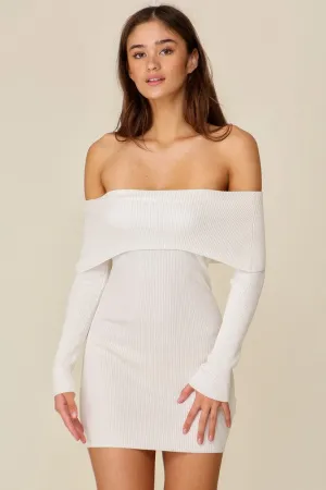 White Bare Elegance Off Shoulder Bodycon Dress