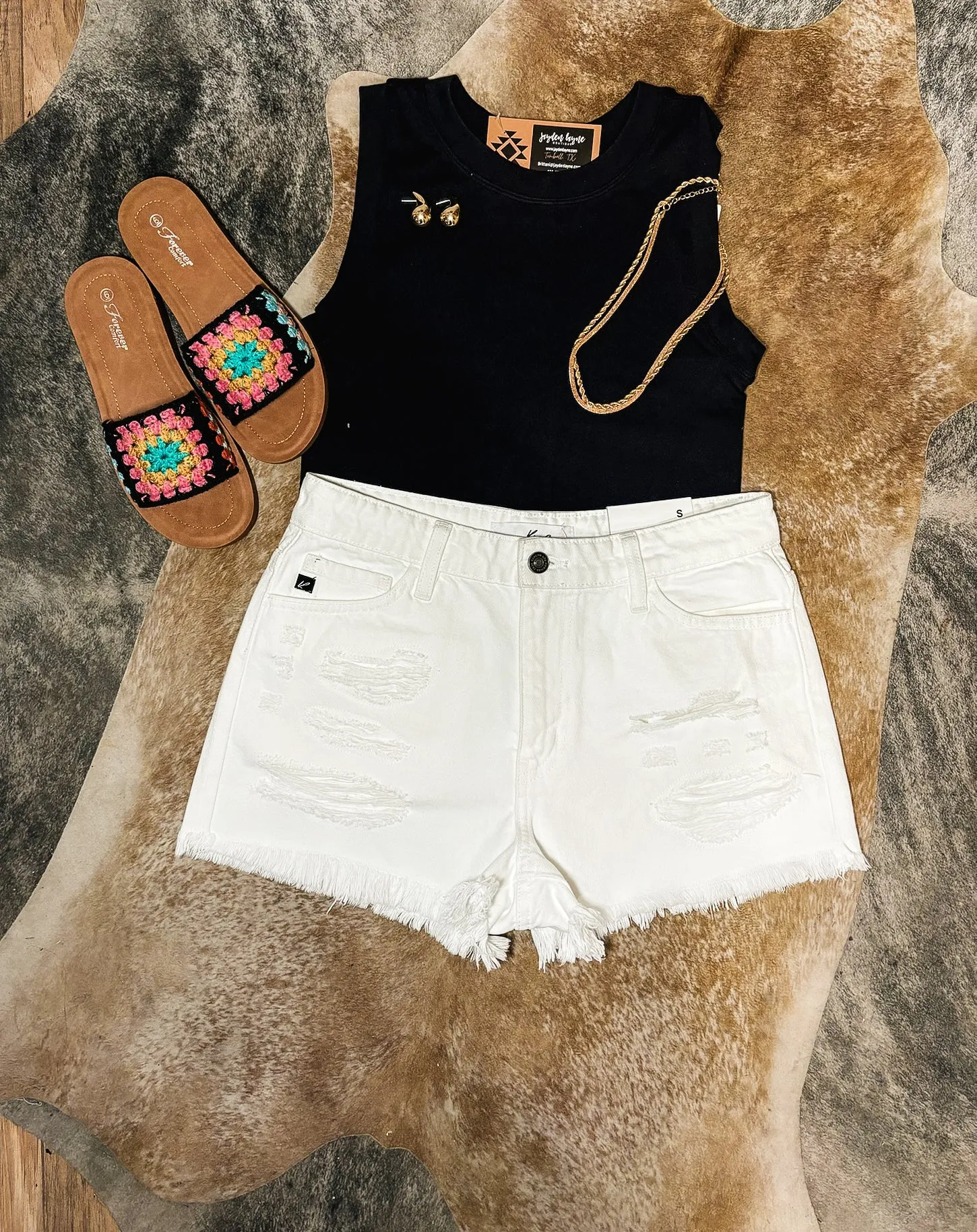 White Distressed Denim Shorts